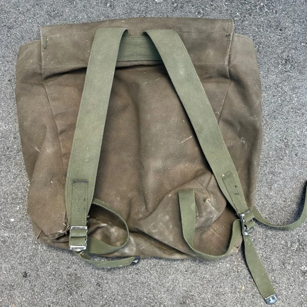 Vintage Military Canvas Rucksack FSS Stencil Olive Drab Field Bag Backpack